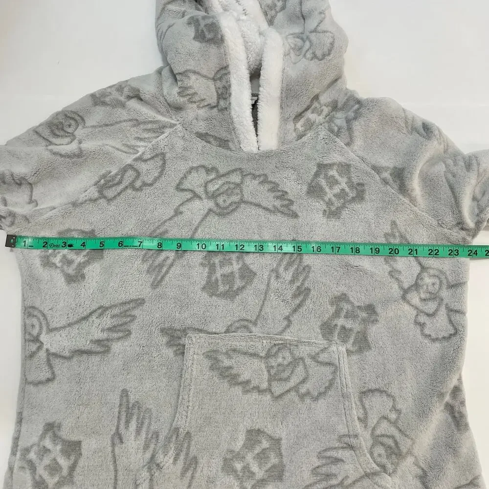 Wizarding World Harry Potter Hedwig Robe L Gray Cozy Lounge Plush Fleece Hooded